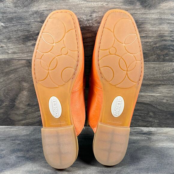 NIB Born Lareina 8M Leather Moc Toe Horsebit Slip On Mules Clog Orange - Picture 10 of 11
